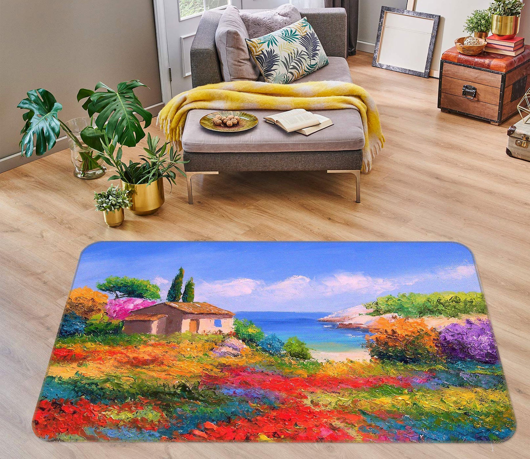 3D Flower Cottage 75291 Non Slip Rug Mat