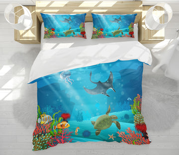 3D Sea Animals 19156 Bed Pillowcases Quilt