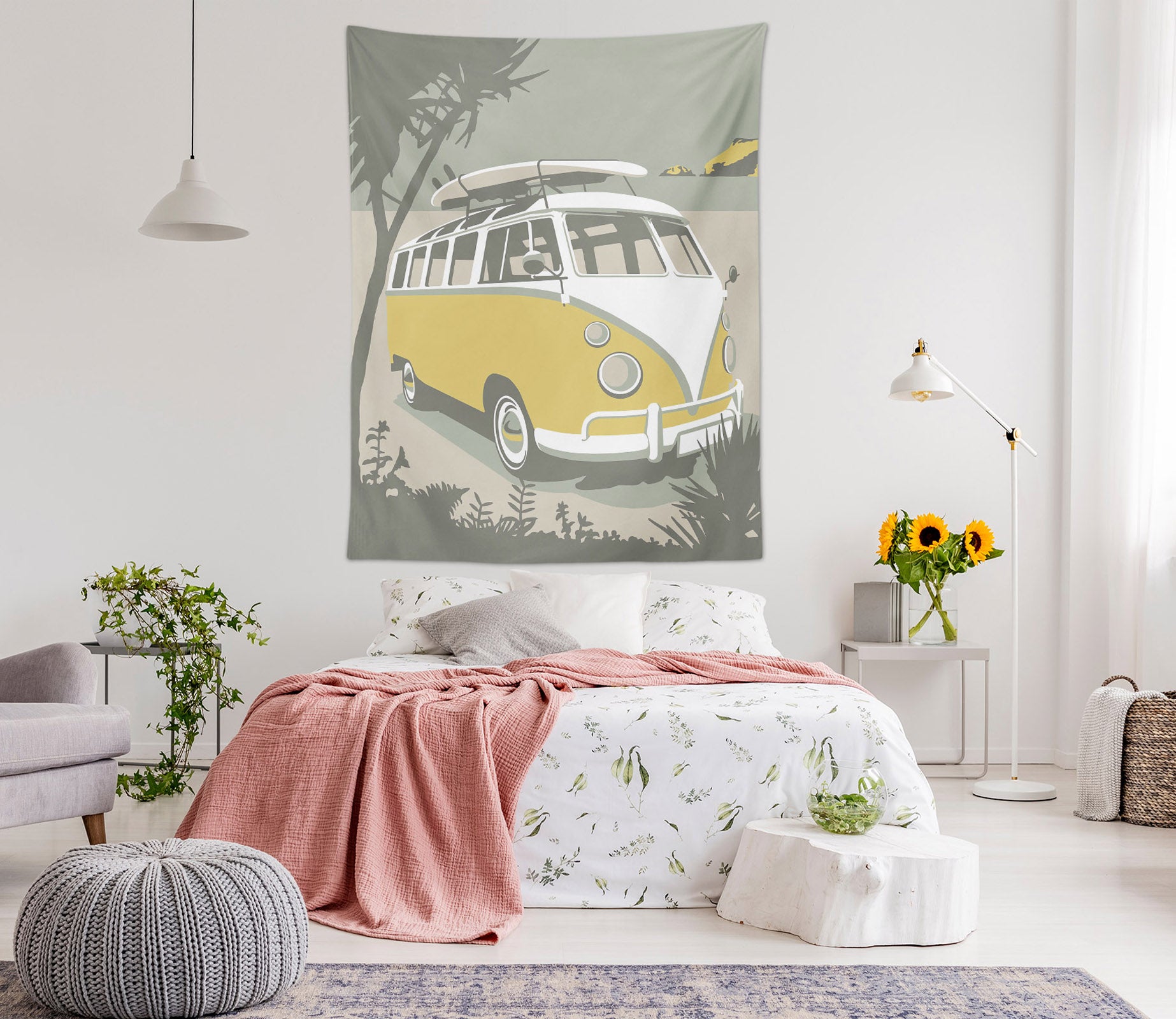 3D Yellow Car 5360 Steve Read Tapestry Hanging Cloth Hang