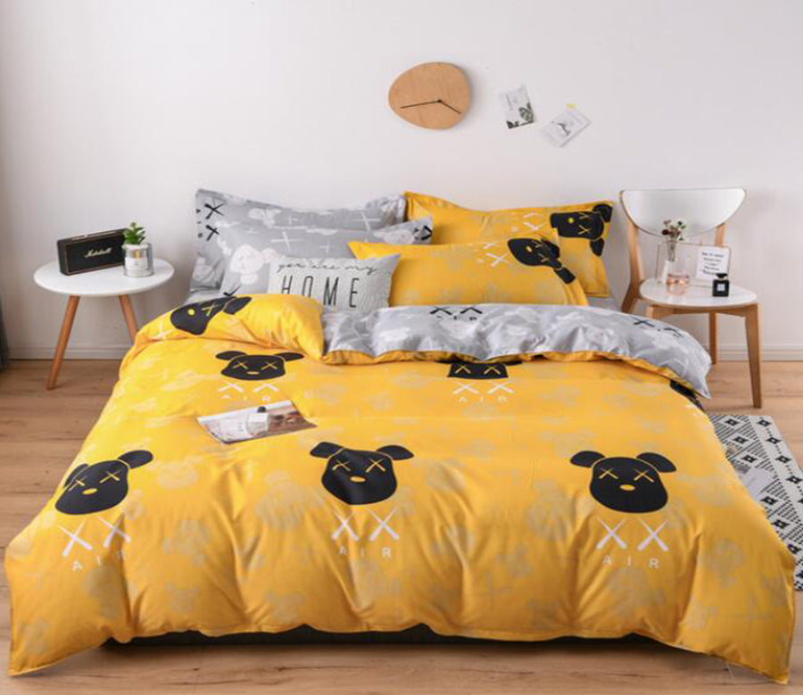 3D Yellow Bottom Black Dog 12136 Bed Pillowcases Quilt