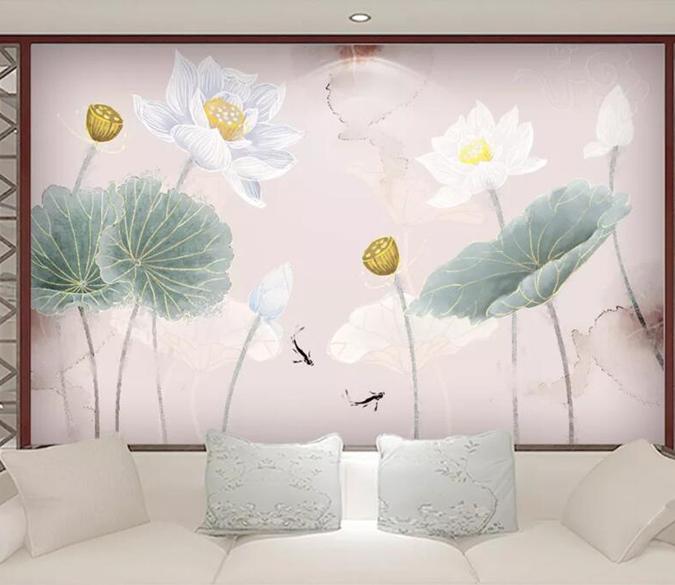 3D Lotus Pond 061 Wall Murals Wallpaper AJ Wallpaper 2 
