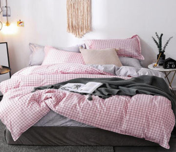 3D Pink Small Lattice 4049 Bed Pillowcases Quilt