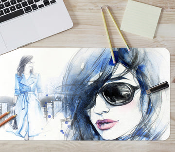 3D Blue Female 17151 Desk Mat