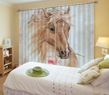 3D Horse Flower 3074 Debi Coules Curtain Curtains Drapes