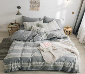 3D Light Gray Stripes 16050 Bed Pillowcases Quilt