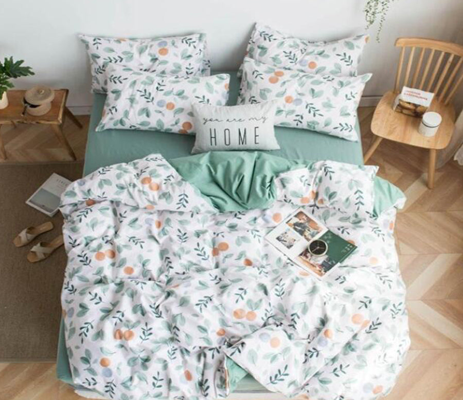 3D Green Floral 7069 Bed Pillowcases Quilt