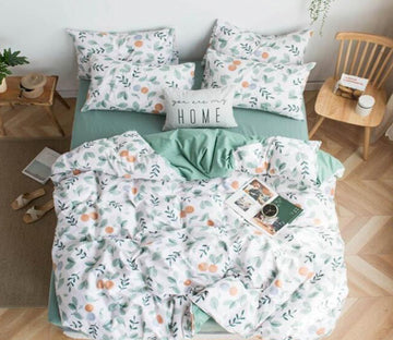 3D Green Floral 7069 Bed Pillowcases Quilt