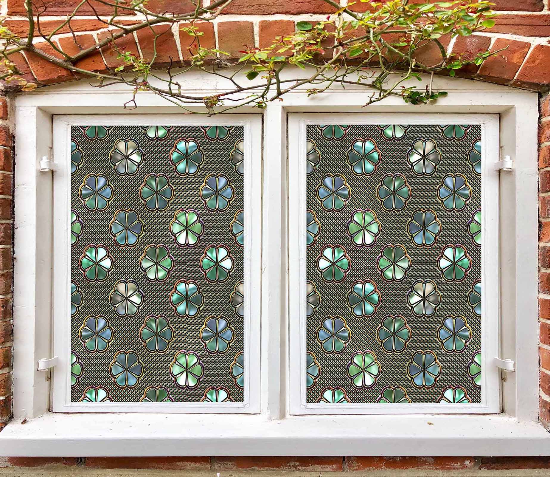 3D Lucky Grass Window 445 Window Film Print Sticker Cling Stained Glass UV Block