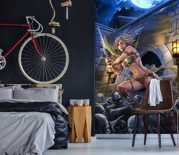 3D Female Warrior 5045 Tom Wood Wall Mural Wall Murals