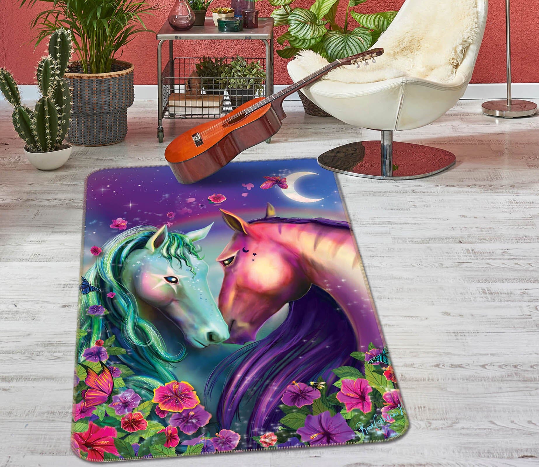 3D Moonlight Unicorn 3038 Rose Catherine Khan Rug Non Slip Rug Mat Mat AJ Creativity Home 