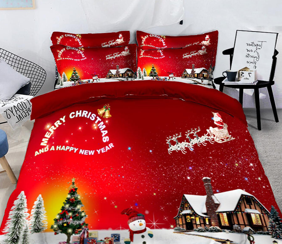 3D Snowman 45180 Christmas Quilt Duvet Cover Xmas Bed Pillowcases