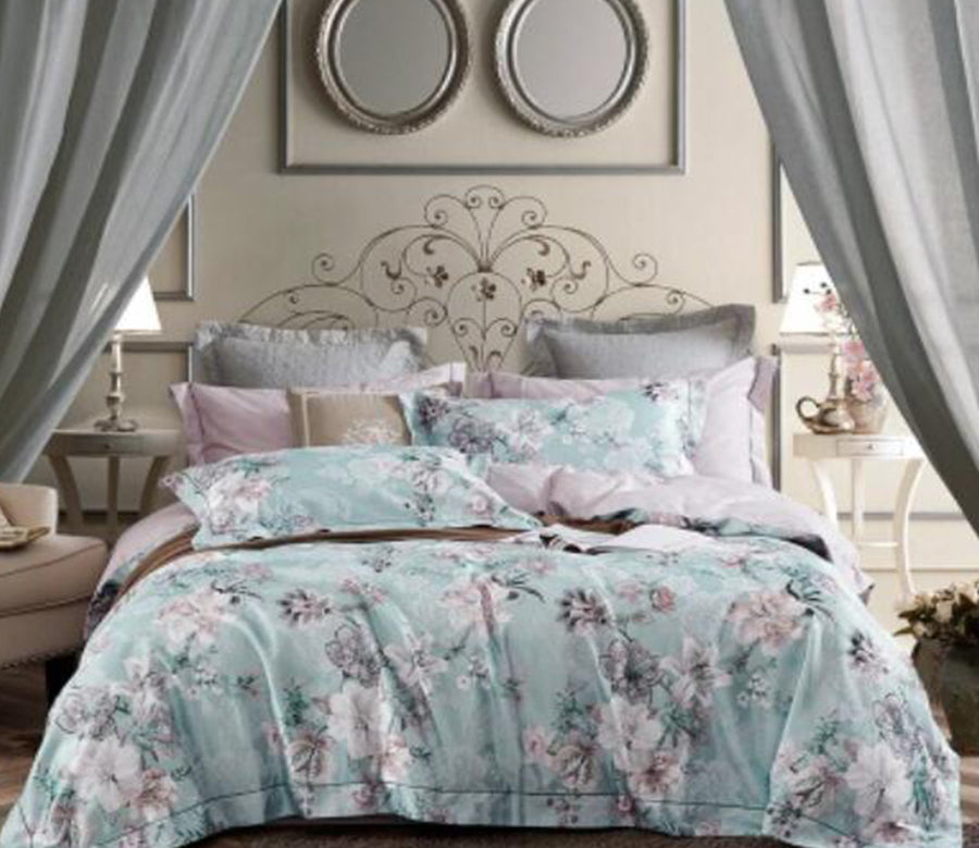 3D Light Blue Grey Flower 14128 Bed Pillowcases Quilt