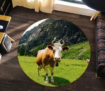 3D Cute Cow 004 Animal Round Non Slip Rug Mat Mat AJ Creativity Home 