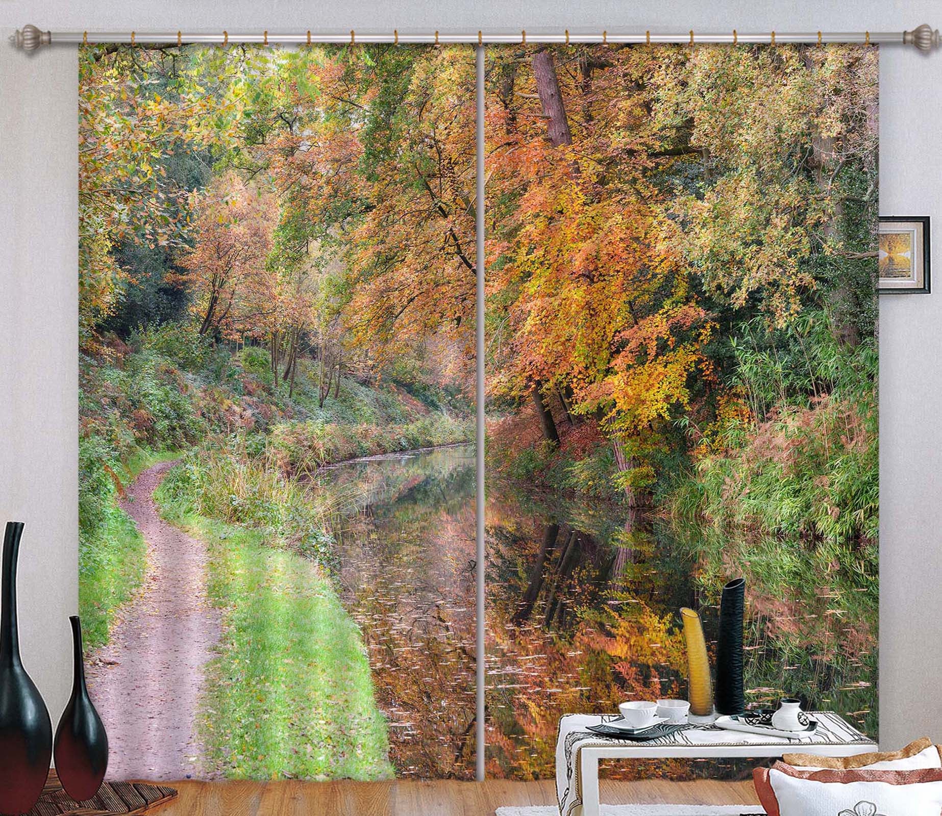 3D Withered Leaves 6358 Assaf Frank Curtain Curtains Drapes