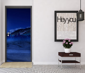 3D Woods Snow Mountain Night 122130 Marco Carmassi Door Mural