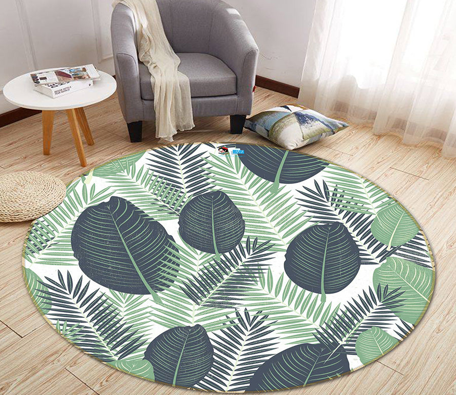 3D Leaves 64062 Round Non Slip Rug Mat