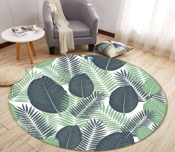 3D Leaves 64062 Round Non Slip Rug Mat