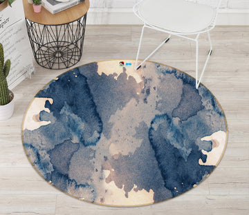 3D Ink Pattern 73018 Round Non Slip Rug Mat