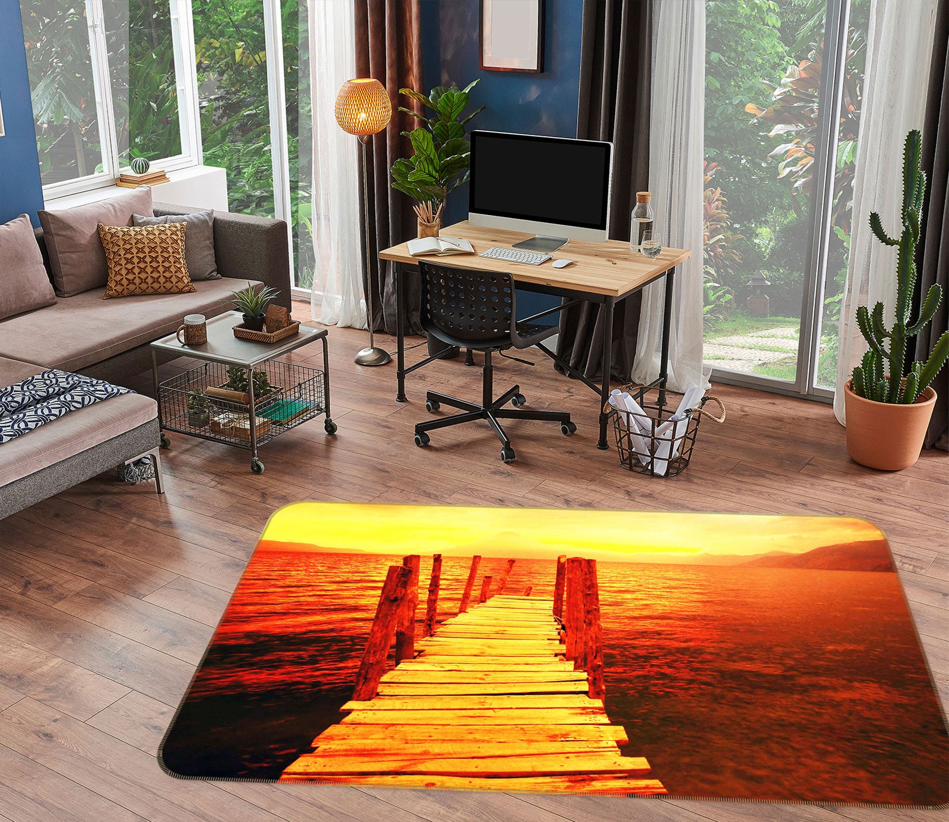 3D Wooden Bridge 75144 Non Slip Rug Mat