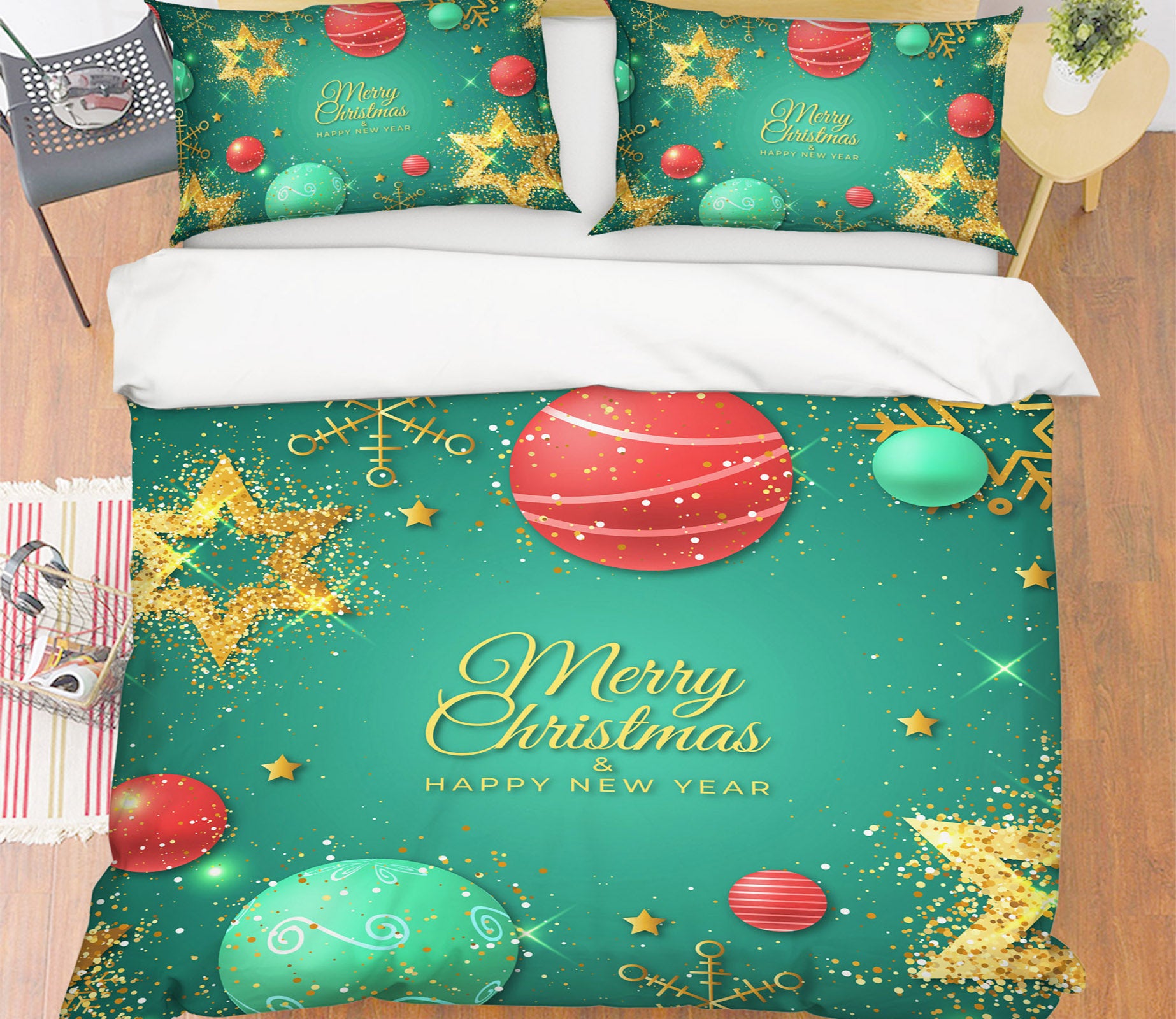 3D Red Green Ball 60214 Bed Pillowcases Quilt
