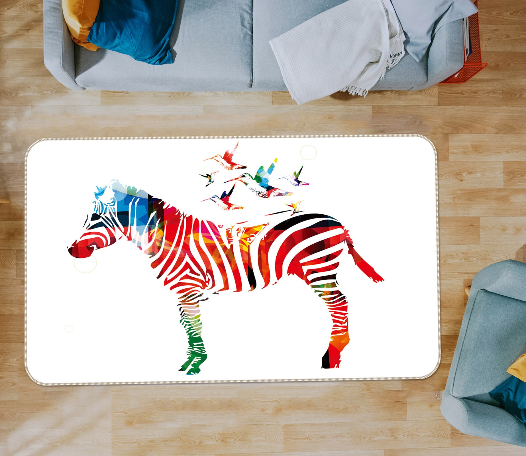 3D Color Zebra 34240 Non Slip Rug Mat