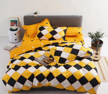 3D Yellow White And Black Diamond Lattice 5146 Bed Pillowcases Quilt