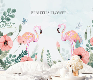 3D Pink Flamingo WG258 Wall Murals Wallpaper AJ Wallpaper 2 