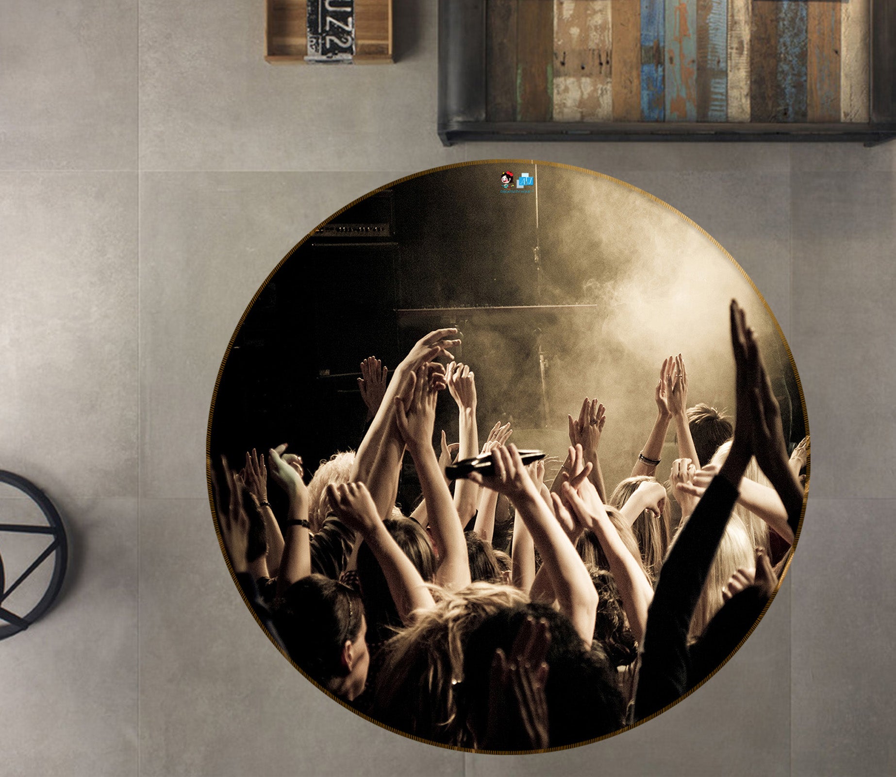 3D Waving At The Concert 74093 Round Non Slip Rug Mat