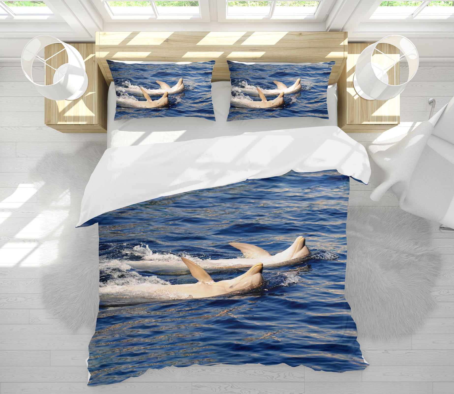 3D Sea Dolphin 60102 Bed Pillowcases Quilt