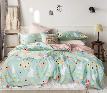 3D Light Blue Flower 16031 Bed Pillowcases Quilt