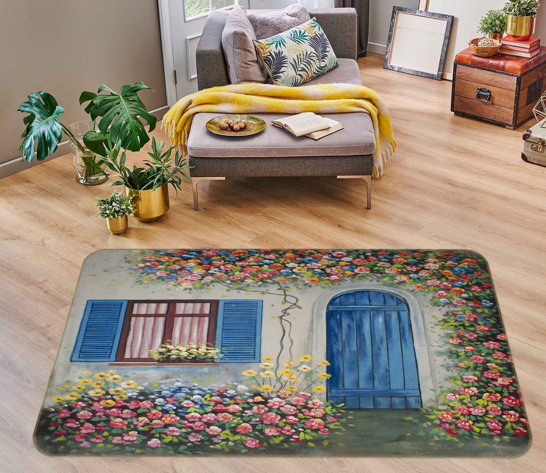 3D House Doors Windows 75211 Non Slip Rug Mat
