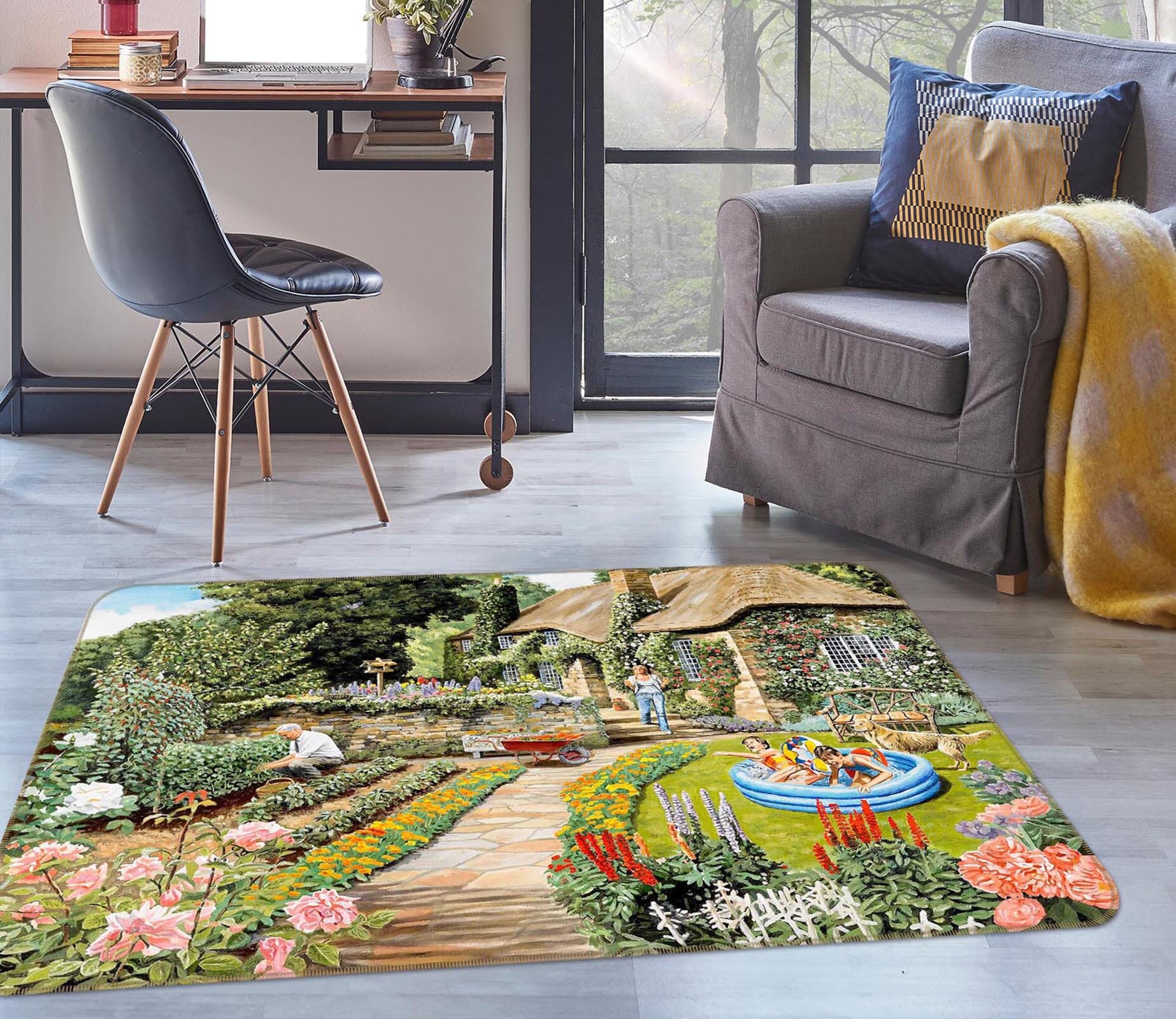 3D Summer Garden 1104 Trevor Mitchell Rug Non Slip Rug Mat Mat AJ Creativity Home 