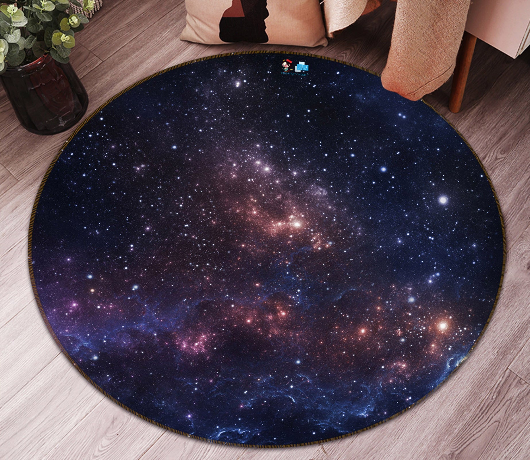 3D Starry Sky 74090 Round Non Slip Rug Mat