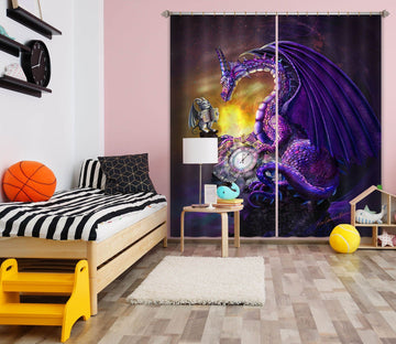 3D Dragon Clock 125 Rose Catherine Khan Curtain Curtains Drapes Curtains AJ Creativity Home 