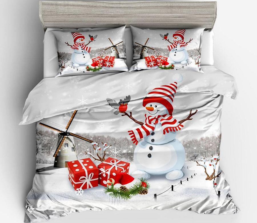3D Snowman Gift 46075 Christmas Quilt Duvet Cover Xmas Bed Pillowcases