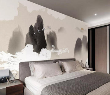 3D Crane Mountain WC398 Wall Murals
