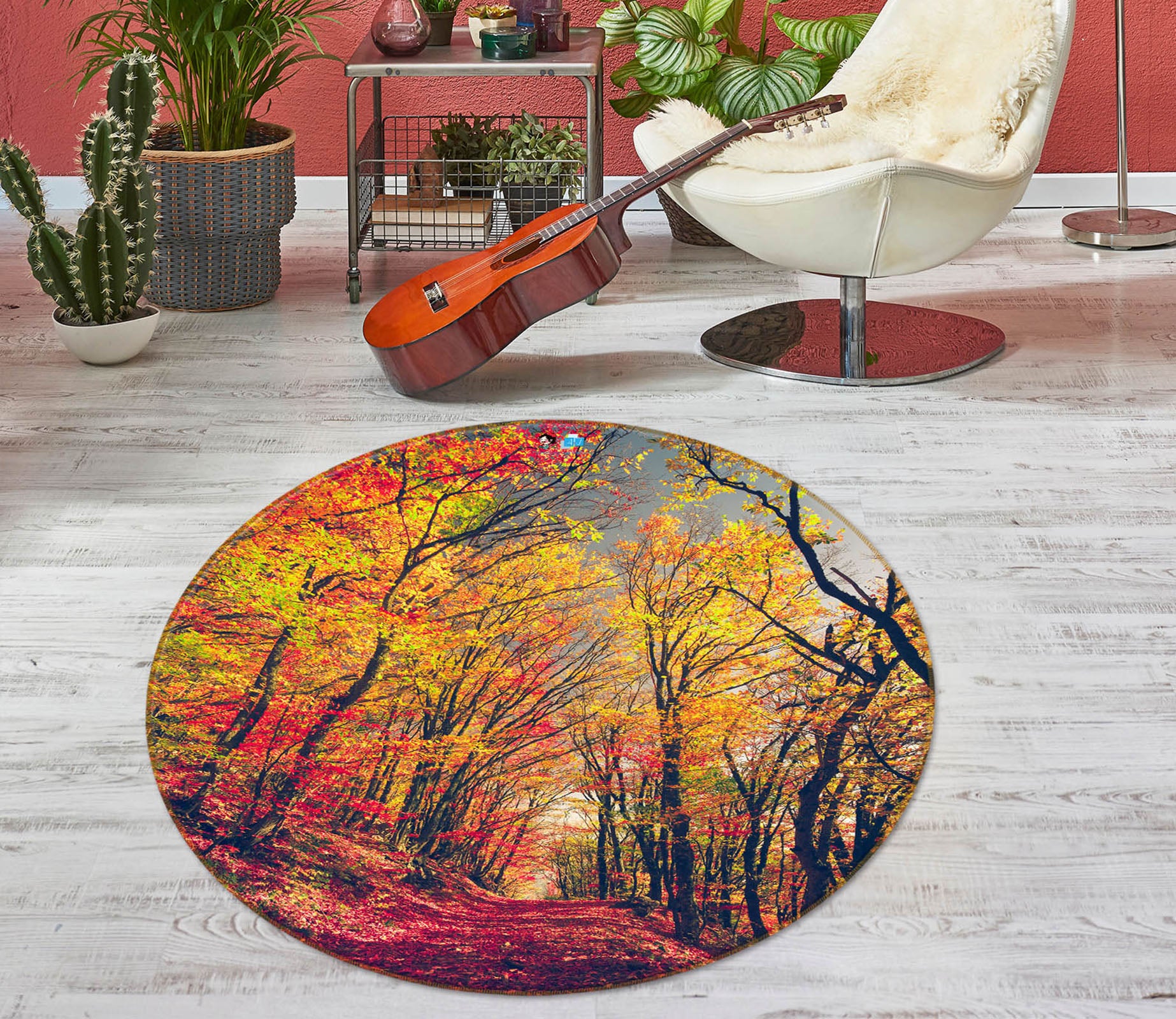 3D Forest 75096 Round Non Slip Rug Mat