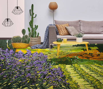 3D Purple Flowers Field Painting 9524 Allan P. Friedlander Floor Mural