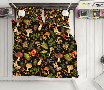 3D Black Background Mushroom 18211 Uta Naumann Bedding Bed Pillowcases Quilt