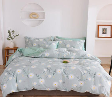 3D Light Green Flower 17077 Bed Pillowcases Quilt