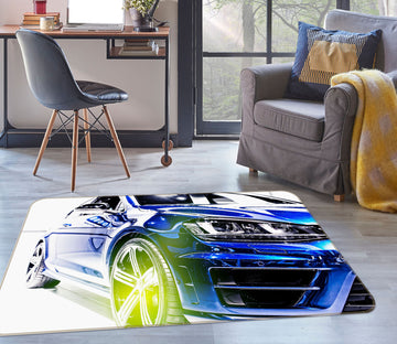 3D Blue Car 42105 Vehicle Non Slip Rug Mat