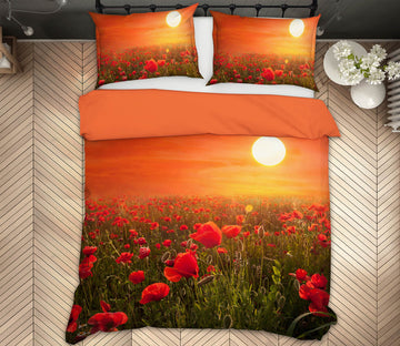 3D Sunset Flower Field 075 Marco Carmassi Bedding Bed Pillowcases Quilt