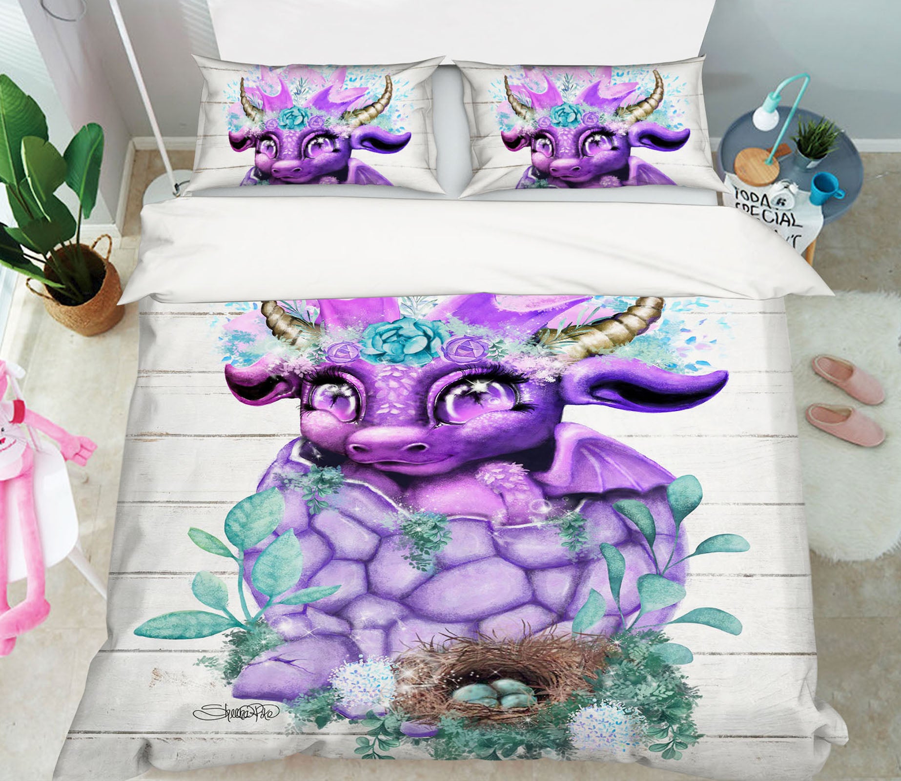 3D Cute Purple Dragon 8609 Sheena Pike Bedding Bed Pillowcases Quilt Cover Duvet Cover