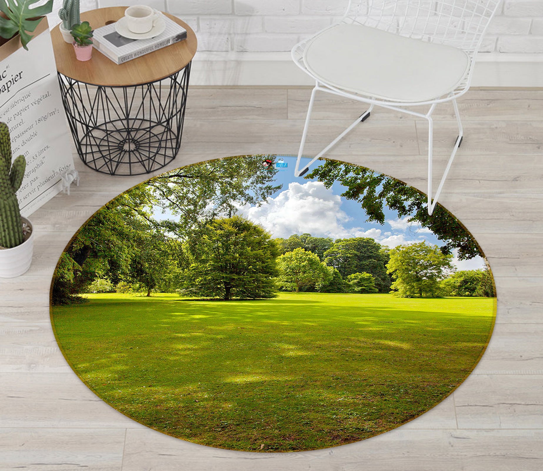 3D Grass Forest 80207 Round Non Slip Rug Mat