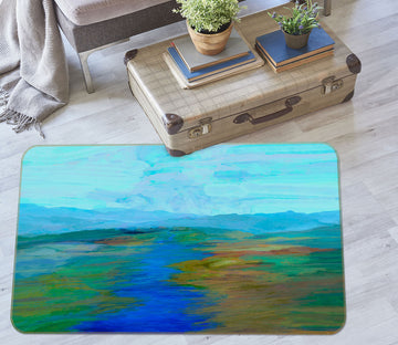 3D Blue Green Ink Pattern 84014 Michael Tienhaara Rug Non Slip Rug Mat