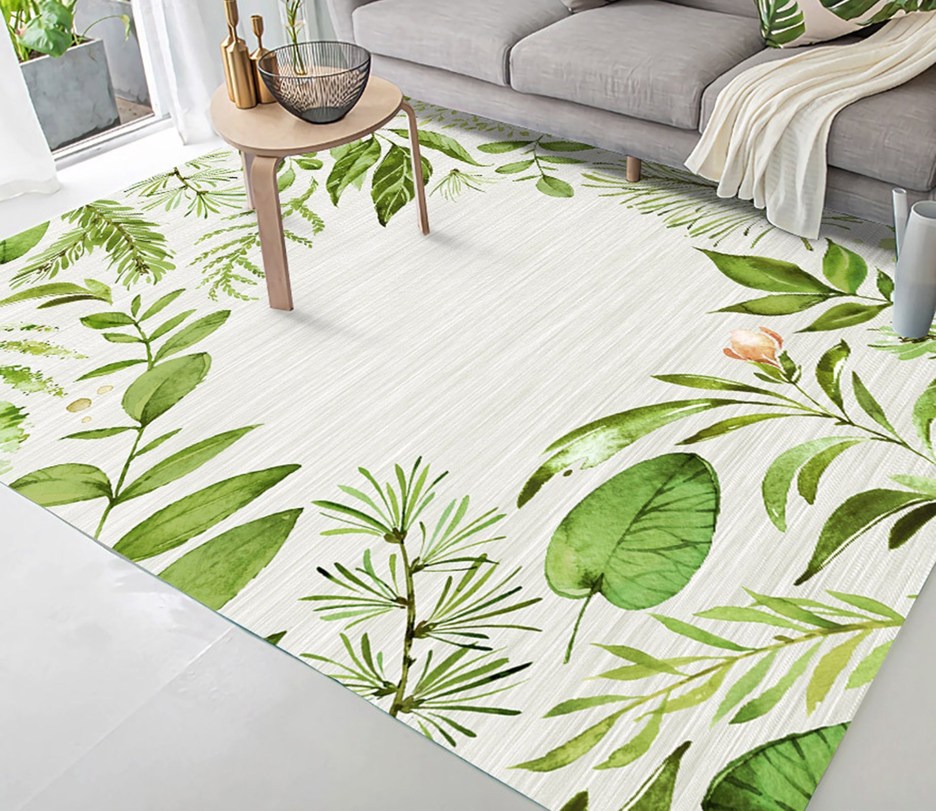 3D Green Leaf WG293 Non Slip Rug Mat Mat AJ Creativity Home 