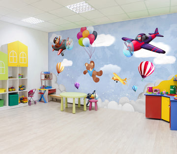 3D Balloon Airplane Bear 296 Wall Murals