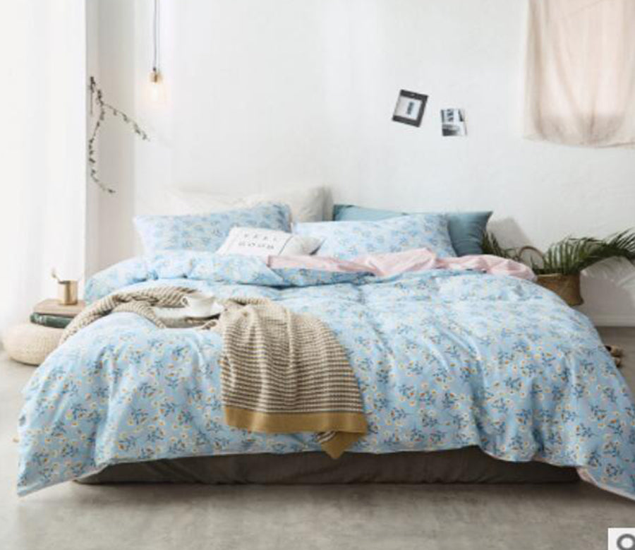 3D Blue Floral 14213 Bed Pillowcases Quilt