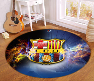 3D Football Logo 73015 Round Non Slip Rug Mat