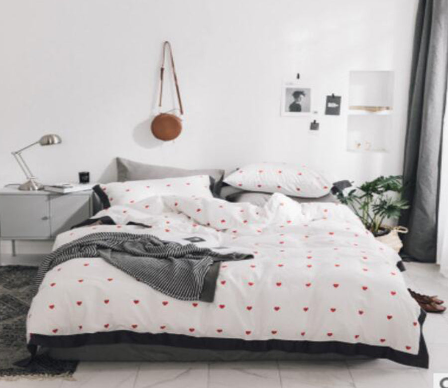 3D Red Heart 15220 Bed Pillowcases Quilt